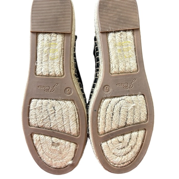 J. Crew Leather Espadrille Mules Women Size 6 Black Beige Slip Ons - Picture 2 of 3